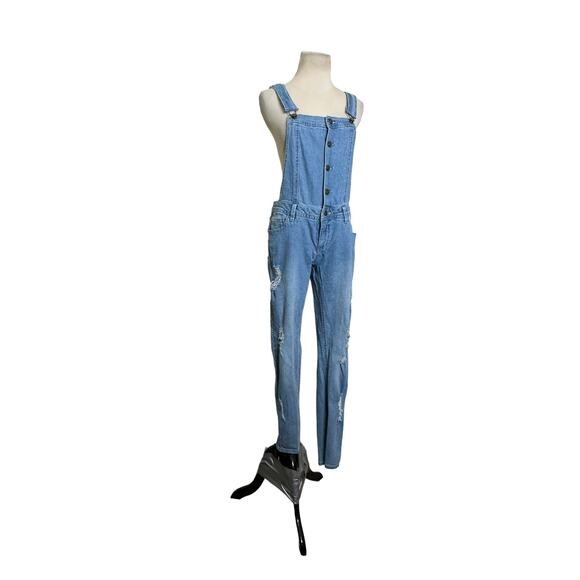 Tinseltown blue distressed denim overalls size M - Picture 6 of 16